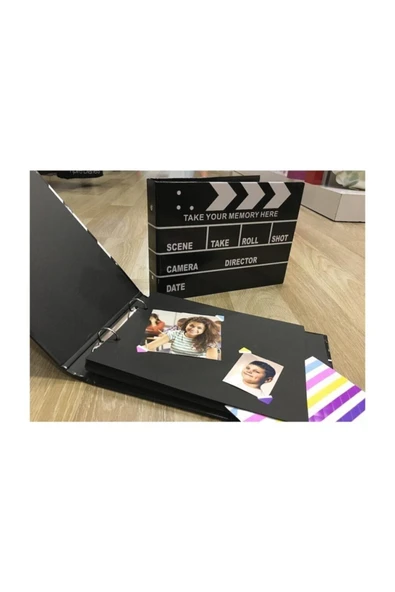 Dekoratif Sinema Klaket Tasarımlı Fotoğraf Albümü Anı Defteri Etiket Hediyeli - Resim 4