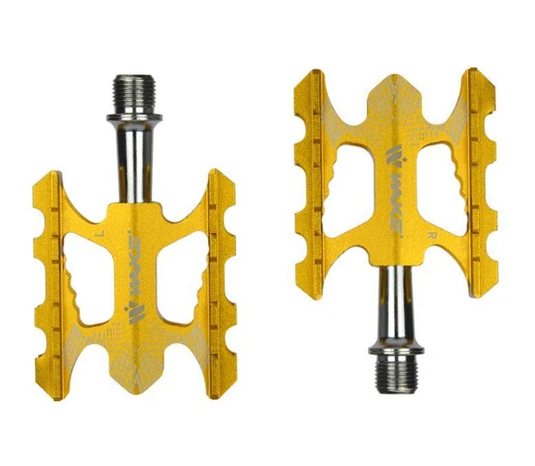 Wake Mtb Freeride Pedal Sarı Renkli Platform Pedal MTB Freeride Kaymaz Rulmanlı Alüminyum Pedal ürün görseli