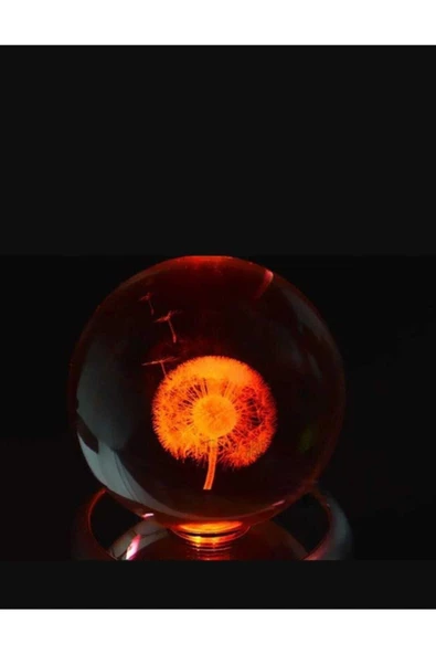 Cam Karahindiba Küre Led Işıklı Renkli Dekoratif Renk Değiştiren Led Işıklı - Resim 2