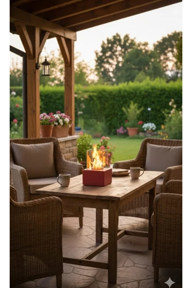 CopArt Muko Kırmızı Biyoetanol Masaüstü Şömine - 1 Lt Yakıt Hediyeli ürün görseli