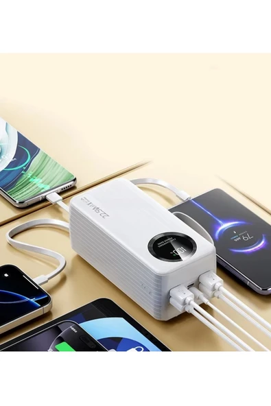 Polygold PG-PW650 50000 mAh Power Bank  22.5W Süper Hızlı Şarj, 4 Dahili Kablolu ve Dijital LED Ekran - Resim 4