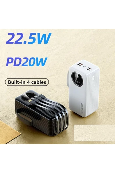 Polygold PG-PW650 50000 mAh Power Bank  22.5W Süper Hızlı Şarj, 4 Dahili Kablolu ve Dijital LED Ekran - Resim 5