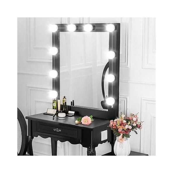 Dekoratif Banyo Aynası Aydınlatma 10 lu Makyaj Masası Hollywood Tarzı Led Lamba ürün görseli 1