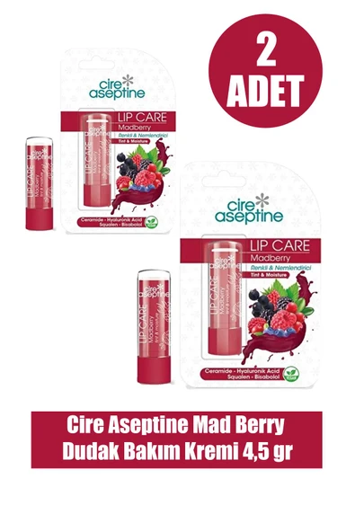 Cire Aseptine Mad Berry Dudak Bakım Kremi 4,5 gr 2 Adet ürün görseli 1
