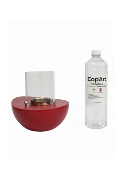 CopArt Meta Kırmızı Biyoetanol Masaüstü Şömine - 1 Lt Yakıt Hediyeli - Resim 2