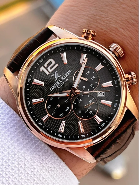 Daniel Klein Erkek Kol Saati 30 Metre Suya Dayanıklı Deri Kayış Kordon + Bileklik Hediyeli  VS.BLKT.0674 - Resim 2