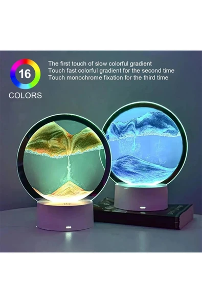 Led Işıklı Kum Saati Ev Ofis Dekorasyonu Hediye 7 Inç Kum Sanatı 3d Gece Lambası Kum Sanatı Yeşil - Resim 8