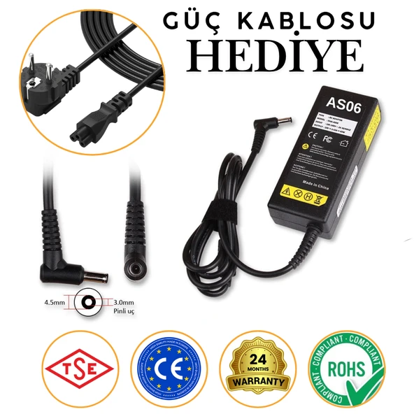 Asus ile Uyumlu E550CA  Adaptör, Şarj Aleti Cihazı 65W ürün görseli 1