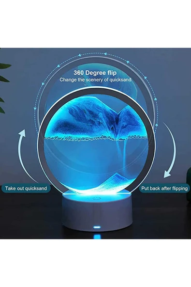 Led Işıklı Kum Saati Ev Ofis Dekorasyonu Hediye 7 Inç Kum Sanatı 3d Gece Lambası Kum Sanatı Yeşil - Resim 6