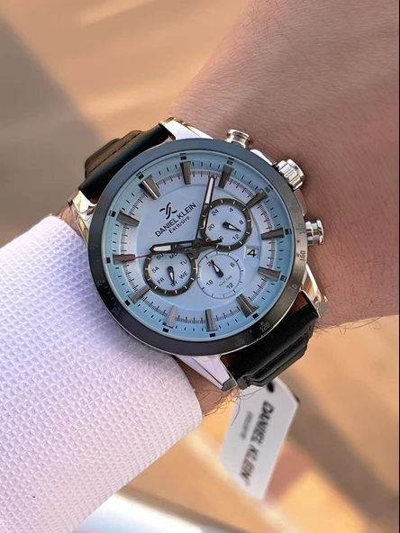 Daniel Klein Erkek Kol Saati 30 Metre Suya Dayanıklı Deri Kayış Kordon + Bileklik Hediyeli  VS.BLKT.0670 - Resim 3