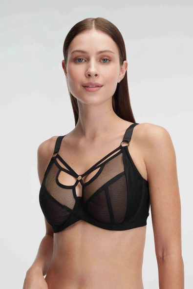 MDB MdbShop Tüllü Balenli Desteksiz Dolgusuz Yaka Detaylı Toparlayıcı Küçültücü Sütyen ürün görseli 1