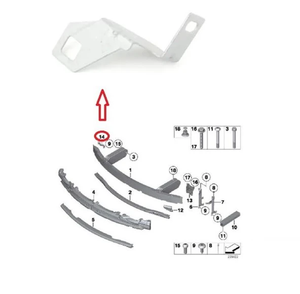Bmw On Tampon Braketi Sol Alumınyum F10 10> - Vortex V0200650 ürün görseli 1