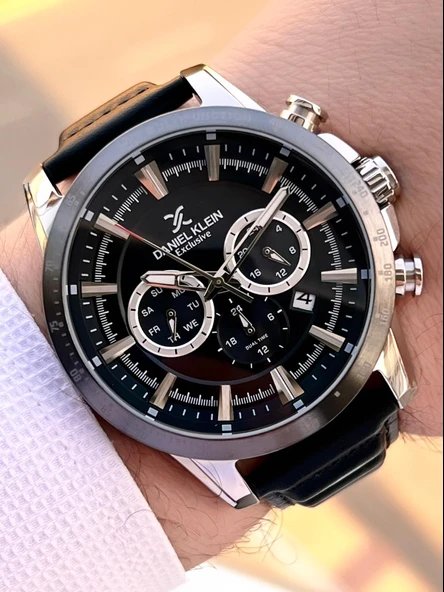 Daniel Klein Erkek Kol Saati 30 Metre Suya Dayanıklı Deri Kayış Kordon + Bileklik Hediyeli  VS.BLKT.0672 - Resim 2