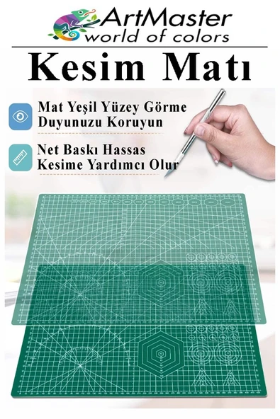 A3 Kesim Matı 3 Adet 30x45 cm Çift Taraflı Çizim Matı Kesim Altlığı Kesme Madı Kesim Tablası Proje Etkinlik - Resim 2