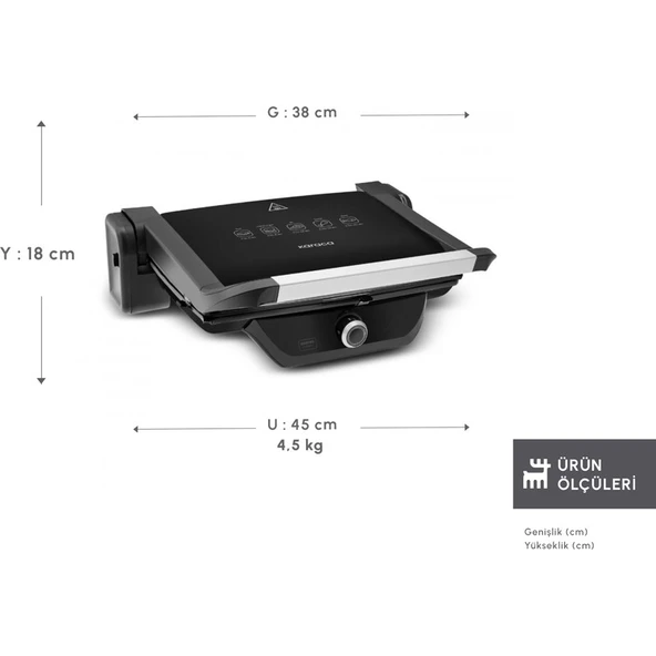 Karaca Gastro Classic Izgara ve Tost Makinesi Matte Black 6 Dilim Kapasiteli - Resim 3