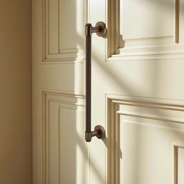 Çekme Kolu Tutma Kulpu Kulbu Çelik Dış Kapı Tutamağı Kol Sürgülü Kapı Mat Antik Sarı 40 cm - Resim 3