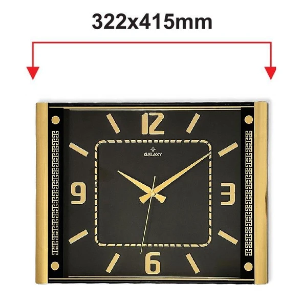 Dekoratif Duvar Saati Siyah/Gold Renk Çerçeve - Resim 2