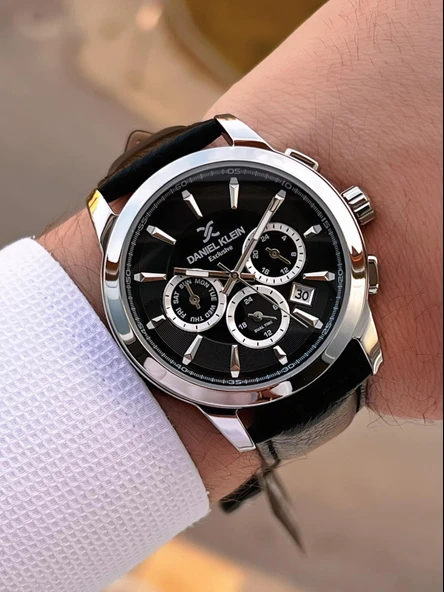 Daniel Klein Erkek Kol Saati 30 Metre Suya Dayanıklı Deri Kayış Kordon + Bileklik Hediyeli  VS.BLKT.0677 - Resim 3