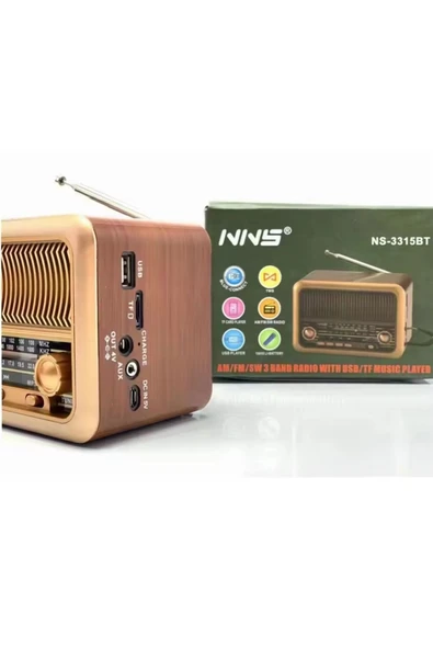 NNS Ns-3315bt Taşınabilir Nostaljik Radyo Bluetooth Hoparlör Mp3 Çalar - Resim 3