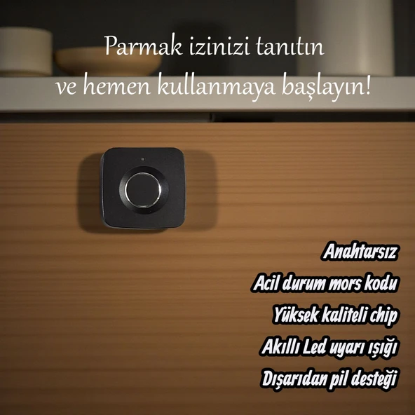 UpWay Parmak İzi ile Açılan Akıllı Mobilya Çekmece & Dolap Kilidi - Resim 2