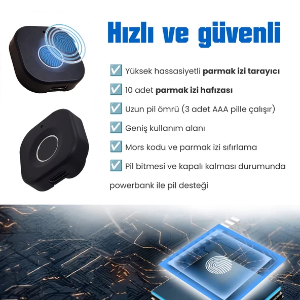 UpWay Parmak İzi ile Açılan Akıllı Mobilya Çekmece & Dolap Kilidi - Resim 4