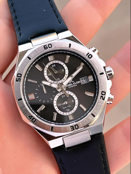 Daniel Klein Erkek Kol Saati 30 Metre Suya Dayanıklı Deri Kayış Kordon + Bileklik Hediyeli  VS.BLKT.0676 - Resim 3