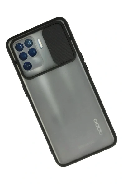 LitaeTrend Oppo Reno 5 Lite Kılıf Palm Buzlu Kamera Sürgülü Silikon - Siyah - Resim 2