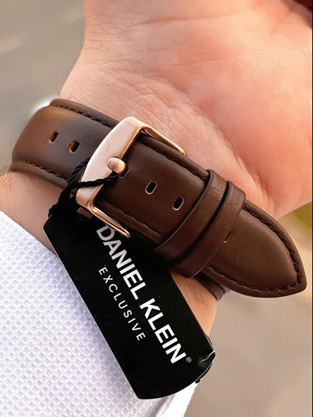 Daniel Klein Erkek Kol Saati 30 Metre Suya Dayanıklı Deri Kayış Kordon + Bileklik Hediyeli  VS.BLKT.0678 - Resim 5