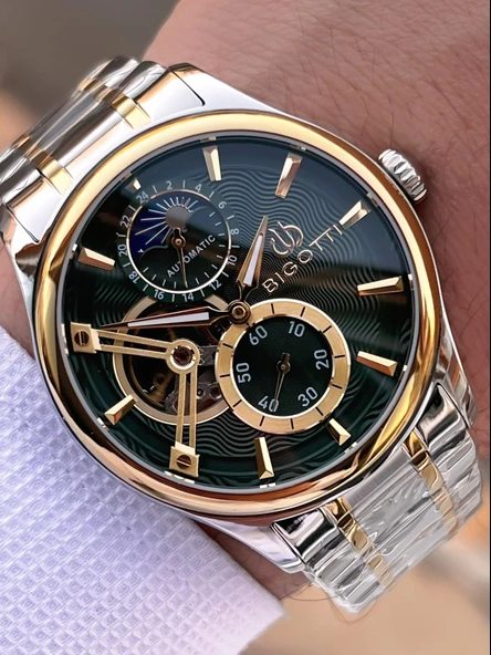 Bigotti Otomatik Ve Kurmalı Çelik Karatma Ve Renk Atma Yapmaz 5 Atm Erkek Kol Saati EBG.10683.4 - Resim 2