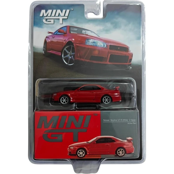 Mini GT 796 Nissan Skyline Gt-R (R34) V-Spec Active Red - Blister Paket ürün görseli 1