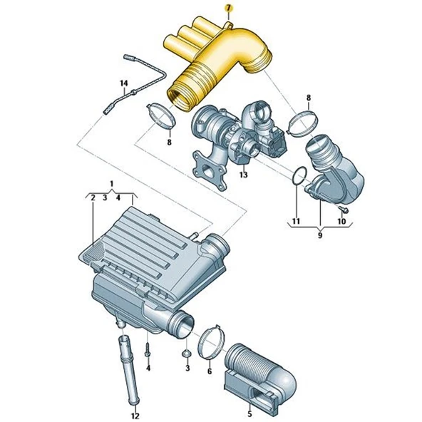Audi Q2 2021-2025 1.4TSi Emme Hava Kılavuz Borusu 04E129651C - Resim 2