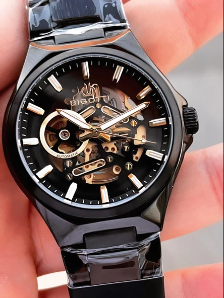 Bigotti Otomatik Ve Kurmalı Çelik Karatma Ve Renk Atma Yapmaz 5 Atm Erkek Kol Saati EBG.10683.4 - Resim 4