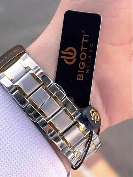 Bigotti Otomatik Ve Kurmalı Çelik Karatma Ve Renk Atma Yapmaz 5 Atm Erkek Kol Saati EBG.10683.4 - Resim 6