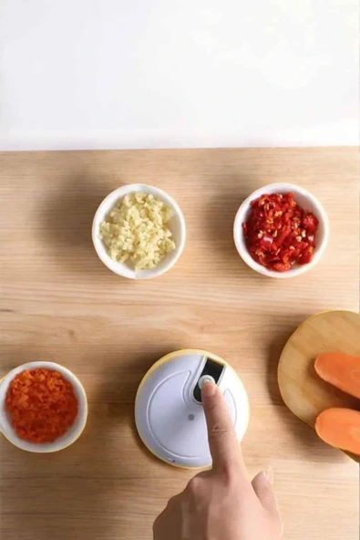 LitaeTrend Şarjlı Portatif Doğrayıcı Mini Pratik Rondo El Doğrayıcı Üç Bıçaklı Çelik Bıçaklı - Resim 4