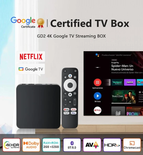 Dcolor GD2 4K Tv Box Android 12 2GB+32GB Google Netflix L1 Sertifikalı TRT Bandollü Tv Kutusu - Resim 2