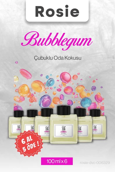Bubblegum (sakız) 6 AL 5 ÖDE, Rosie Çubuklu Oda Kokusu 100 ml ürün görseli