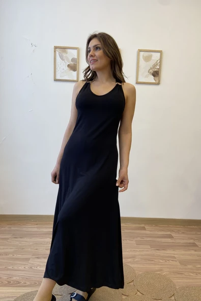 Askısı Halkalı Maksi Viscon Elbise ürün görseli