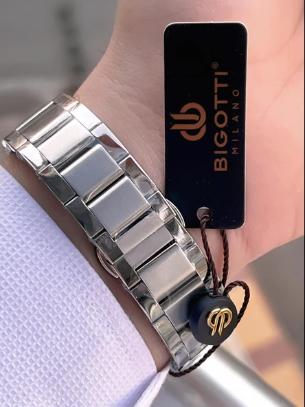 Bigotti Otomatik Ve Kurmalı Çelik Karatma Ve Renk Atma Yapmaz 5 Atm Erkek Kol Saati EBG.10692.3 - Resim 6