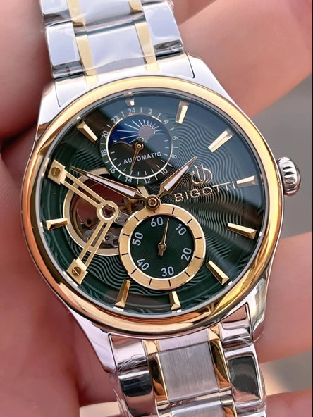 Bigotti Otomatik Ve Kurmalı Çelik Karatma Ve Renk Atma Yapmaz 5 Atm Erkek Kol Saati EBG.10683.4 - Resim 4