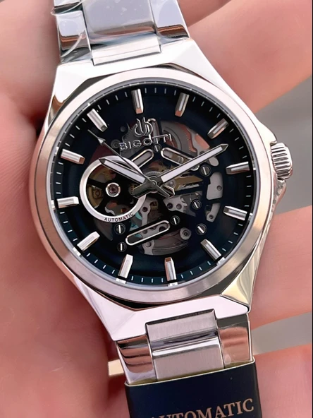 Bigotti Otomatik Ve Kurmalı Çelik Karatma Ve Renk Atma Yapmaz 5 Atm Erkek Kol Saati EBG.10692.2 - Resim 4
