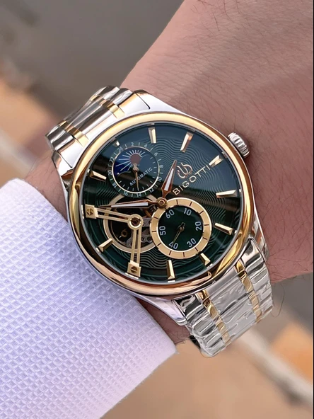 Bigotti Otomatik Ve Kurmalı Çelik Karatma Ve Renk Atma Yapmaz 5 Atm Erkek Kol Saati EBG.10683.4 - Resim 3