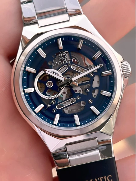 Bigotti Otomatik Ve Kurmalı Çelik Karatma Ve Renk Atma Yapmaz 5 Atm Erkek Kol Saati EBG.10692.3 - Resim 4