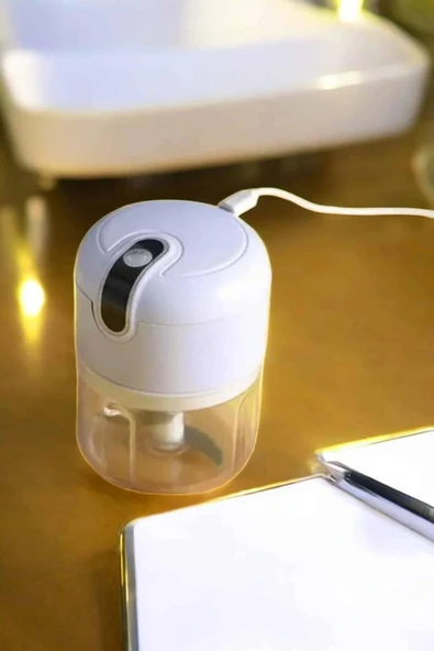 LitaeTrend Şarjlı Portatif Doğrayıcı Mini Pratik Rondo El Doğrayıcı Üç Bıçaklı Çelik Bıçaklı - Resim 3