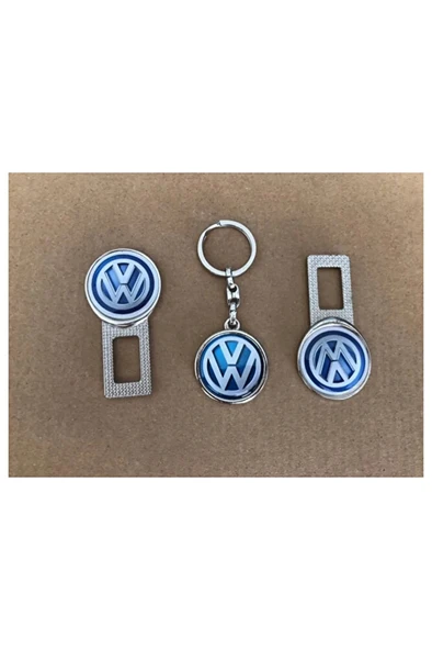 Volkswagen Uyumlu İkaz Ses Susturucu Metal Toka 1 Çift ve 1 Adet Anahtarlık - Resim 3