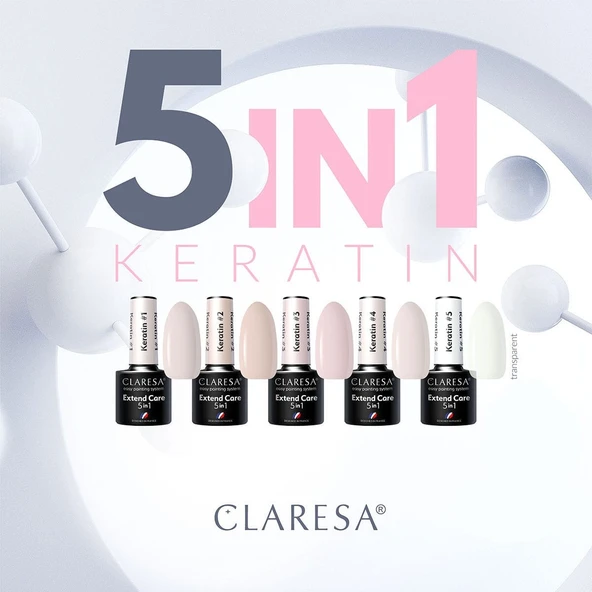 Claresa Keratin 5in1 Renkli Base Coat Nude Pembe Serisi 01 - 5g - Resim 4