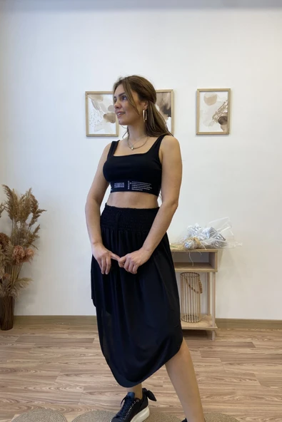 Asimetrik Sandy Midi Etek - Resim 7