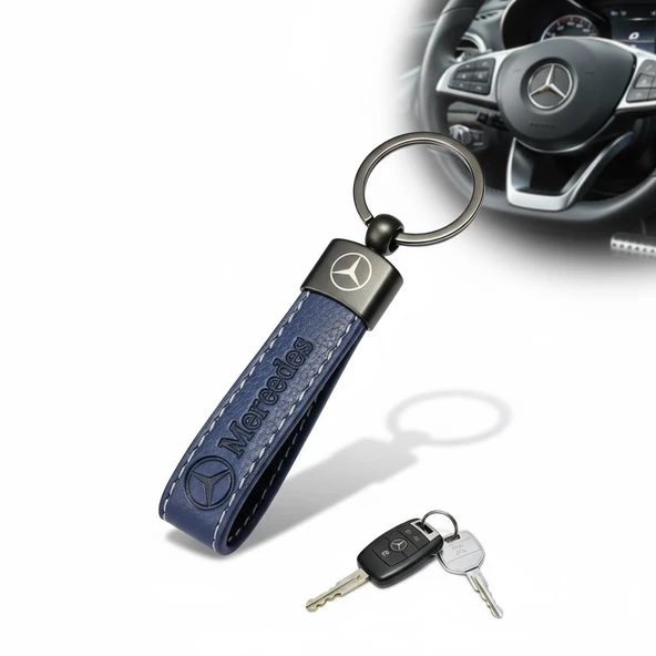 Mercedes Yazılı Ve Logolu Anahtarlık (LACİVERT) ürün görseli