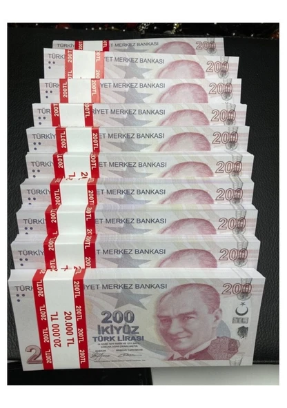 10 Deste 200 Tl Banknot Para Düğün Parası Nişan Sünnet Asker Kınası Şaka Parası ürün görseli 1