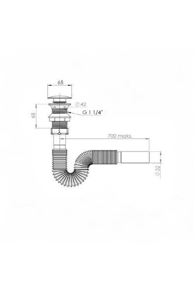 KALİTE - Paslanmaz Başlıklı Ve Körüklü Sifonlu Clıck Clack (POP-UP) - Resim 2
