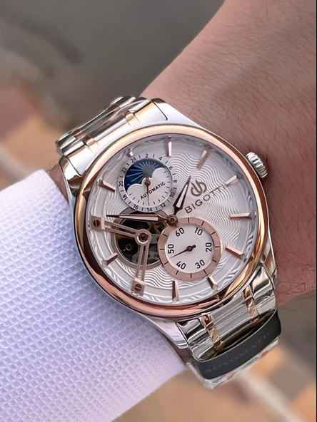 Bigotti Otomatik Ve Kurmalı Çelik Karatma Ve Renk Atma Yapmaz 5 Atm Erkek Kol Saati EBG.10683.5 - Resim 3